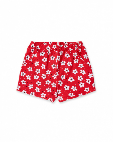 Short fille en maille fleurie rouge Collection Hey Sushi
