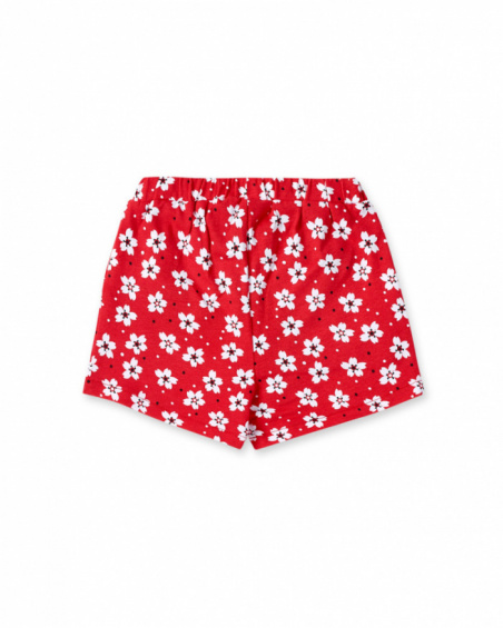 Short fille en maille fleurie rouge Collection Hey Sushi
