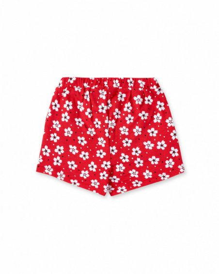 Short fille en maille fleurie rouge Collection Hey Sushi