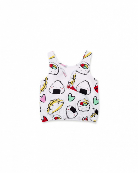 Débardeur fille en maille blanche Collection Hey Sushi Débardeur fille en maille blanche Collection Hey Sushi
