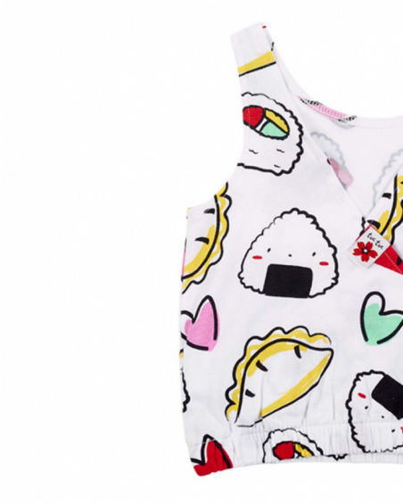 Débardeur fille en maille blanche Collection Hey Sushi Débardeur fille en maille blanche Collection Hey Sushi