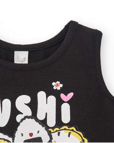 T-shirt fille en maille noir Collection Hey Sushi T-shirt fille en maille noir Collection Hey Sushi