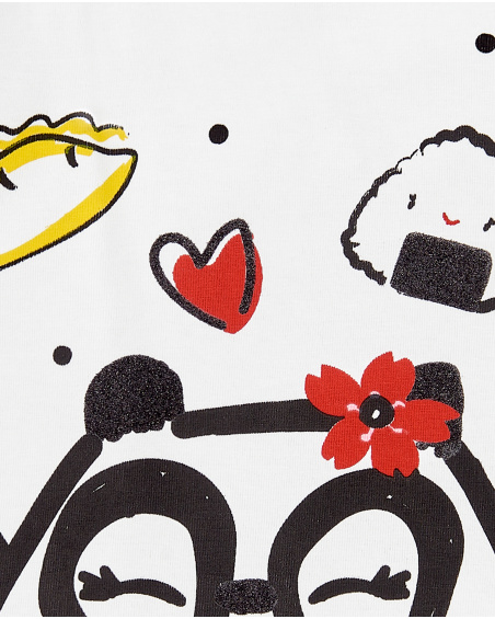 T-shirt fille en maille blanc Collection Hey Sushi