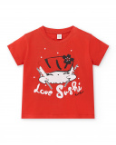 T-shirt fille en maille rouge 'Love sushi' Collection Hey Sushi T-shirt fille en maille rouge 'Love sushi' Collection Hey Sushi