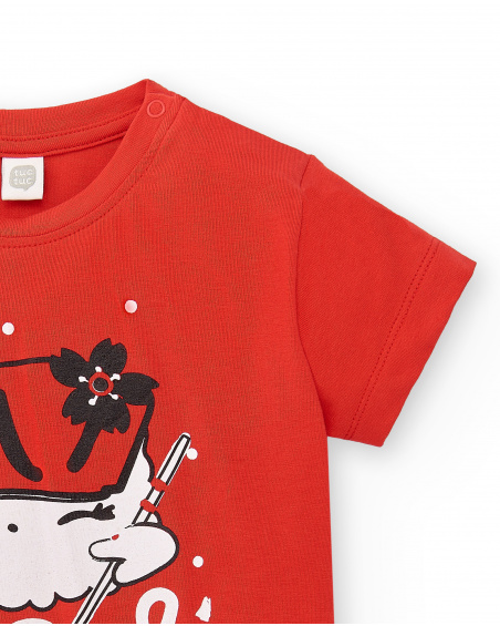 T-shirt fille en maille rouge 'Love sushi' Collection Hey Sushi