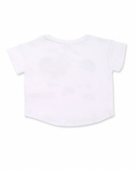 T-shirt fille panda en maille blanc Collection Hey Sushi
