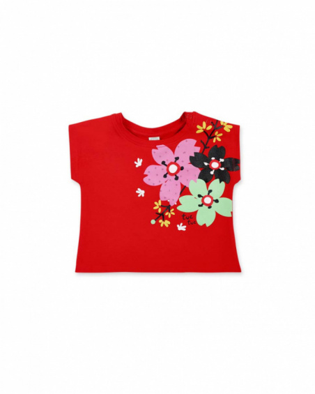 T-shirt fille en maille rouge Collection Hey Sushi