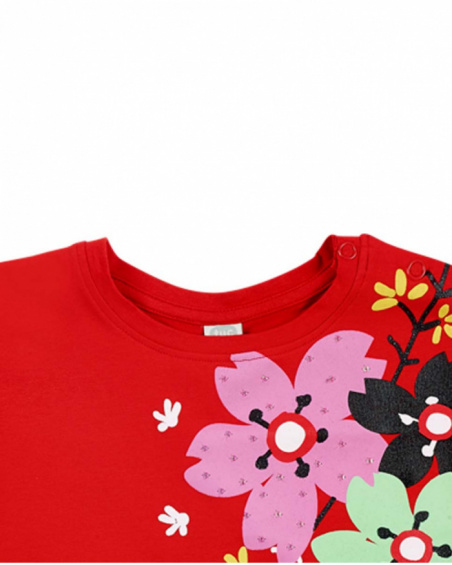 T-shirt fille en maille rouge Collection Hey Sushi