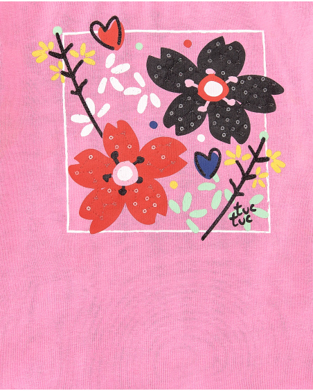 T-shirt long en maille rose pour fille Collection Hey Sushi
