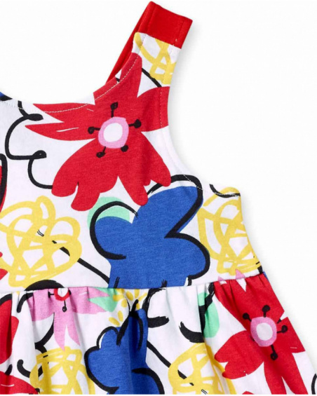 Robe fille blanche à bretelles en maille Collection Hey Sushi