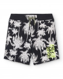 Bermuda garçon en maille noir palmiers Collection Tenerife Surf
