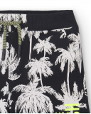 Bermuda garçon en maille noir palmiers Collection Tenerife Surf