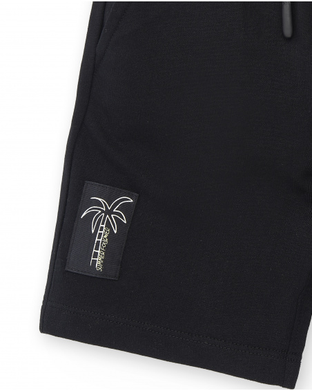 Bermuda tricot garçon noir Collection Tenerife Surf