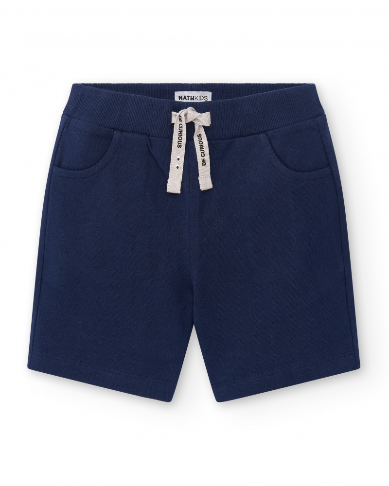 Short garçon en maille marine avec poches Collection Basics Boy