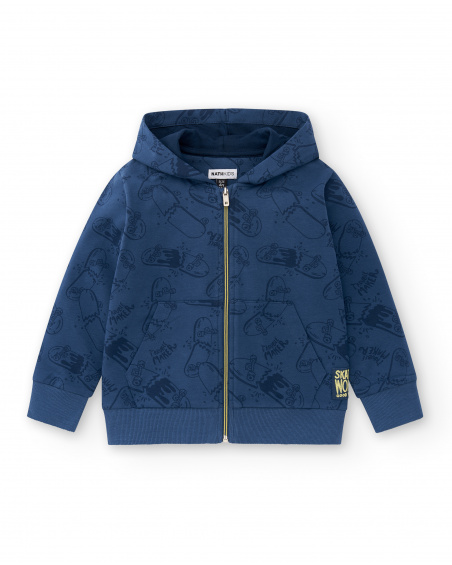 Sweat garçon en maille bleu Collection Skating World
