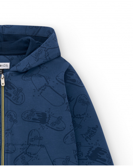 Sweat garçon en maille bleu Collection Skating World