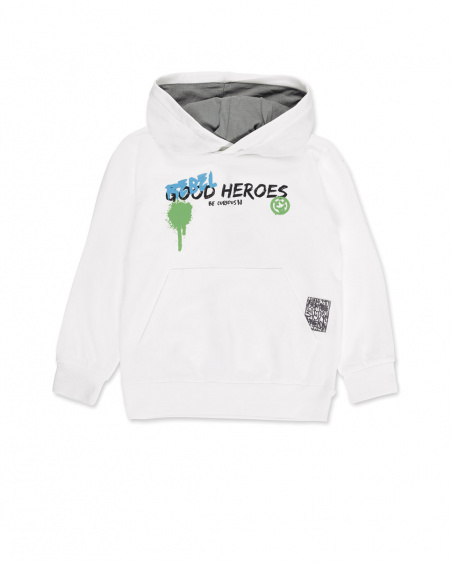 Sweat garçon en maille blanc Collection Urban Attitude Sweat garçon en maille blanc Collection Urban Attitude