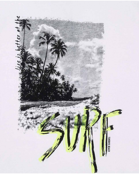 T-shirt garçon en maille blanc Collection Tenerife Surf