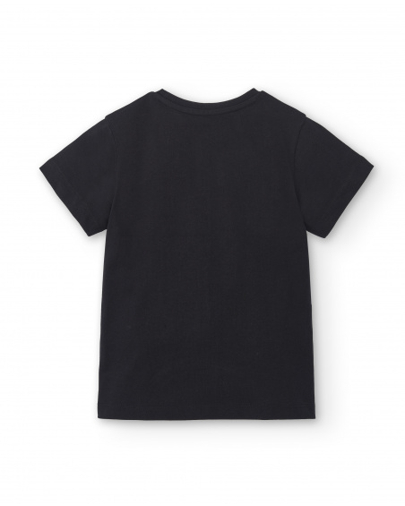 T-shirt garçon en maille noir Collection Tenerife Surf