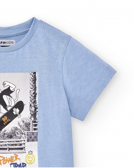 T-shirt maille bébé garçon bleu clair Collection Skating World T-shirt maille bébé garçon bleu clair Collection Skating World