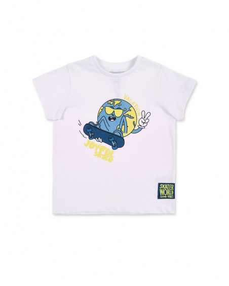 T-shirt garçon en maille blanc Collection Skating World