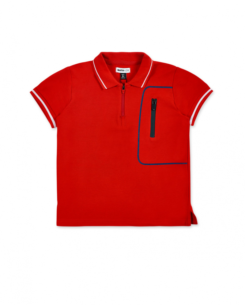 Polo garçon en maille rouge Collection Kayak Club