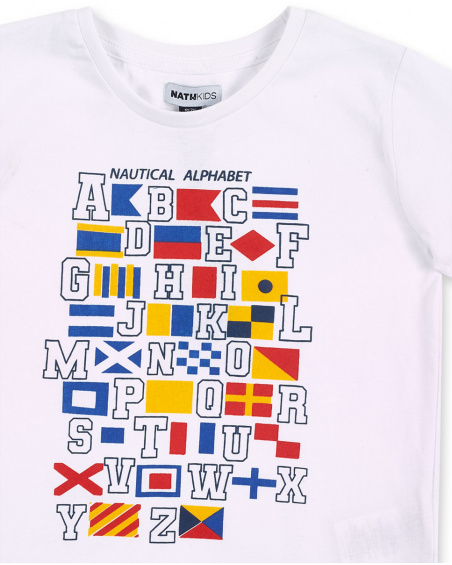 T-shirt garçon en maille blanc Collection Kayak Club