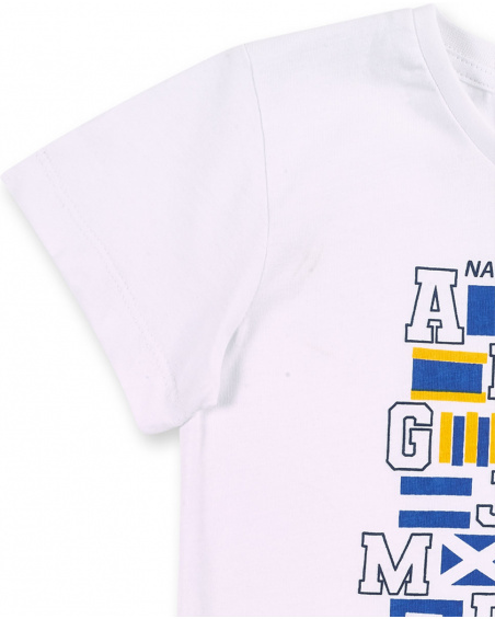 T-shirt garçon en maille blanc Collection Kayak Club