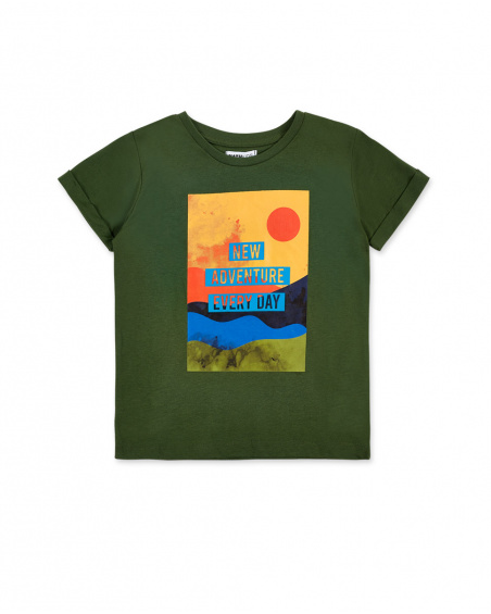 T-shirt garçon kaki en maille Collection My Plan To Escape