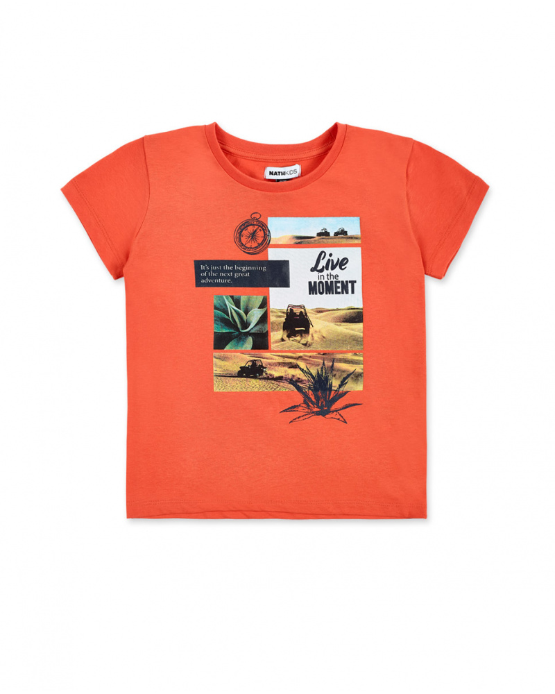 T-shirt garçon orange en maille Collection My Plan To Escape