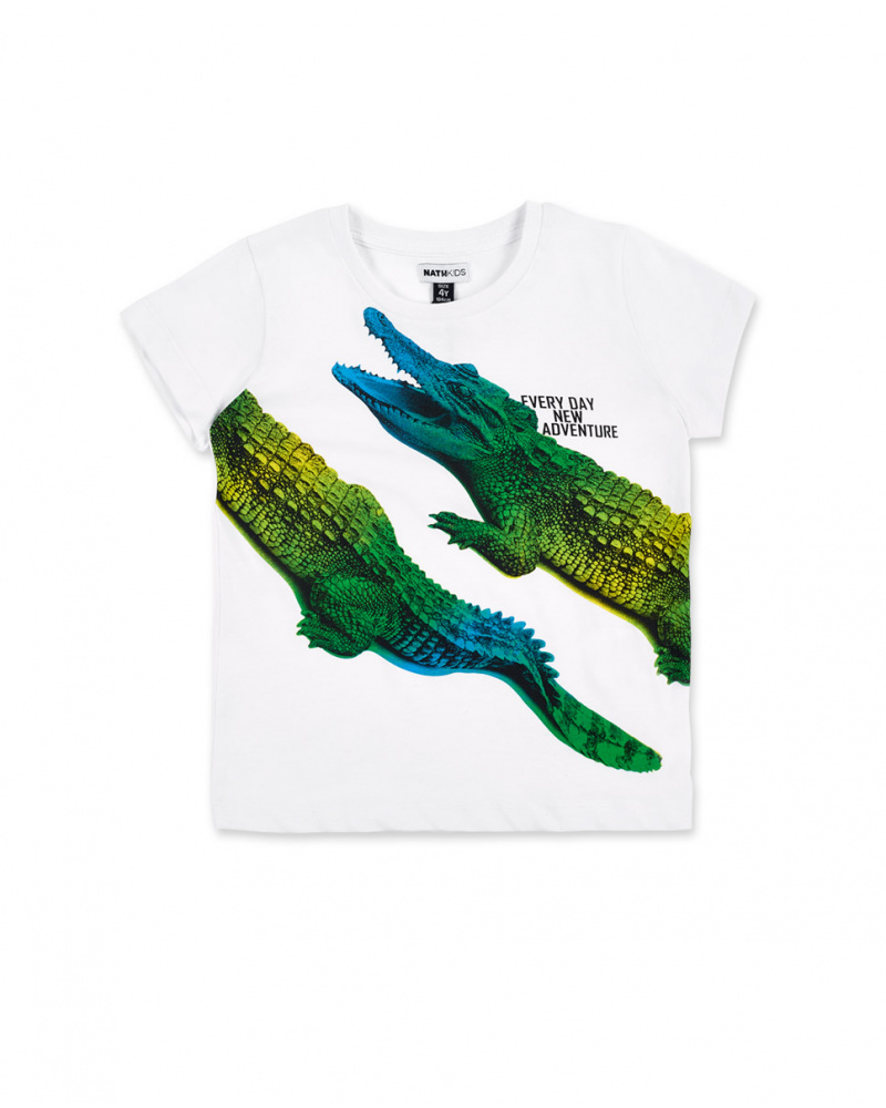 T-shirt garçon blanc en maille crocodile Collection Supernatural