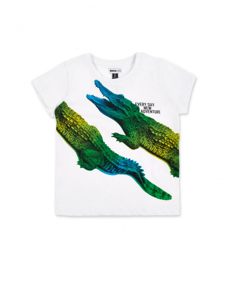 T-shirt garçon blanc en maille crocodile Collection Supernatural T-shirt garçon blanc en maille crocodile Collection Supernatural