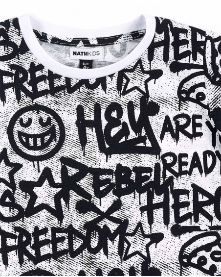T-shirt tricot blanc graffiti pour garçon Collection Urban