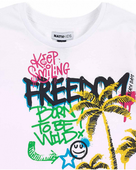 T-shirt garçon en maille blanc Collection Urban Attitude