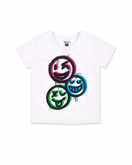 T-shirt emoji blanc garçon Collection Urban Attitude
