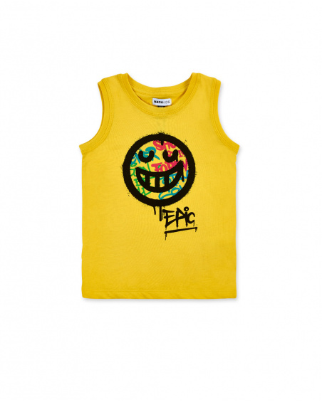 Débardeur garçon en maille jaune Collection Urban Attitude