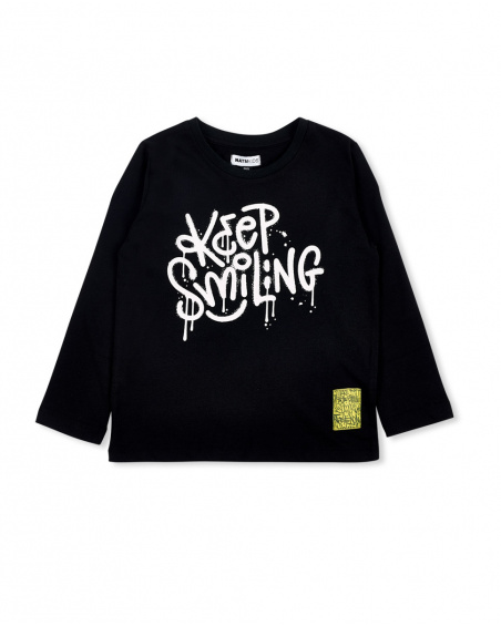 T-shirt garçon en maille noir Collection Urban Attitude