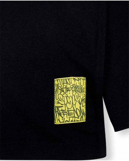 T-shirt garçon en maille noir Collection Urban Attitude