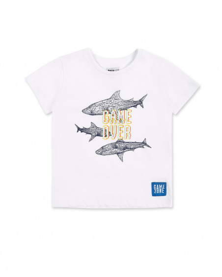 T-shirt garçon en maille blanc Collection Game Mode