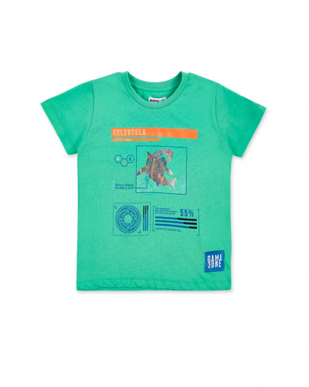 T-shirt garçon en maille vert Collection Game Mode