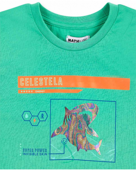 T-shirt garçon en maille vert Collection Game Mode