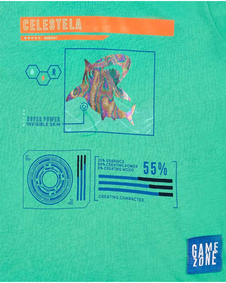 T-shirt garçon en maille vert Collection Game Mode
