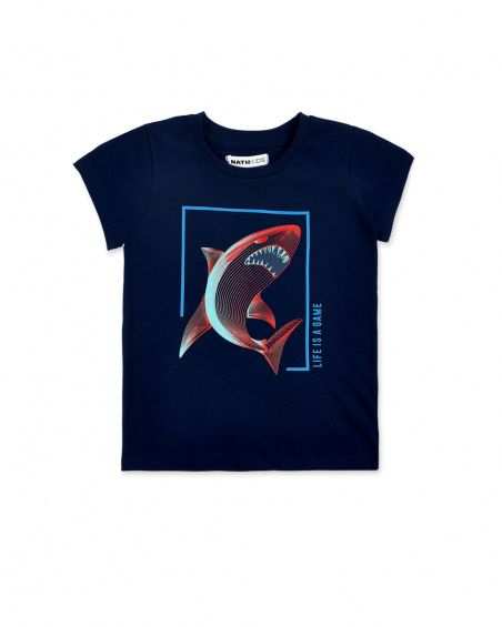 T-shirt garçon en maille marine Collection Game Mode