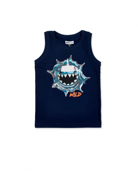 Débardeur garçon en maille marine Collection Game Mode