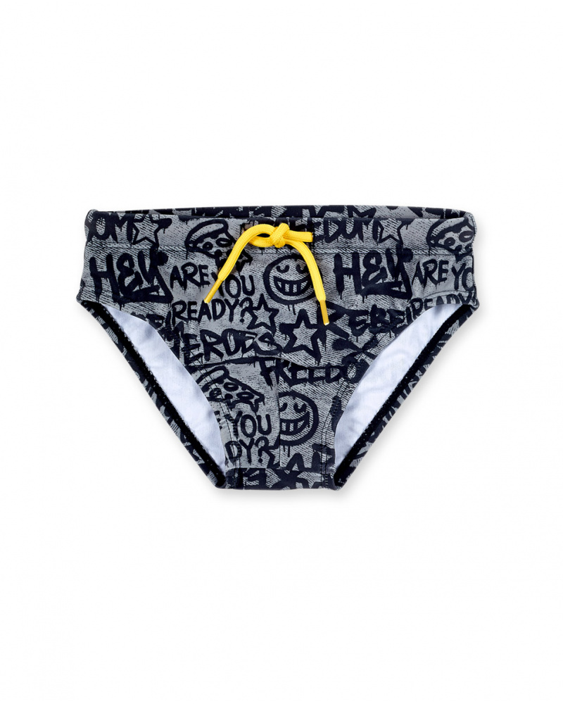 Maillot de bain slip garçon gris Collection Urban Attitude