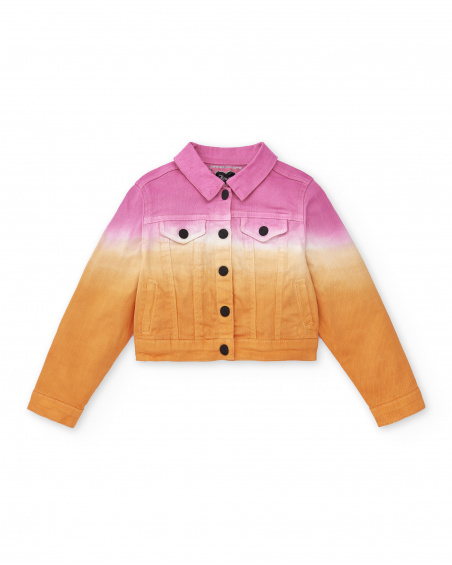 Veste en jean rose orange pour fille Collection Sunday Brunch