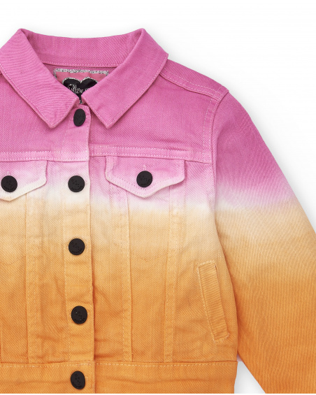 Veste en jean rose orange pour fille Collection Sunday Brunch