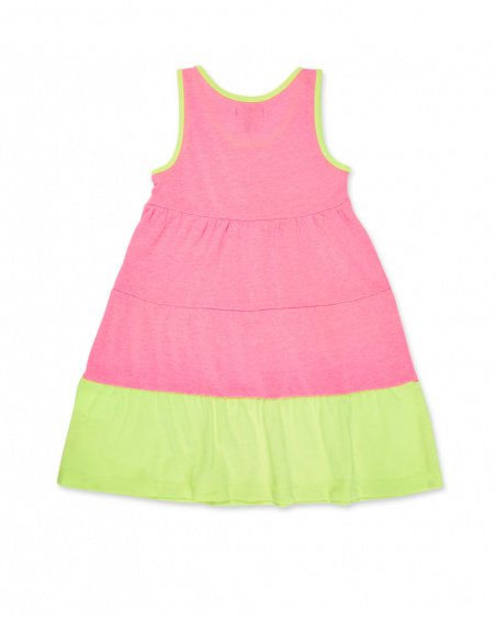 Robe fille en maille rose vert Collection Neon Jungle