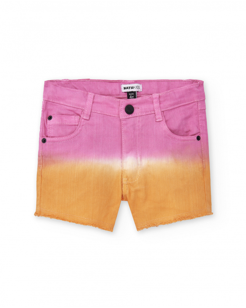 Short en jean rose orange pour fille Collection Sunday Brunch