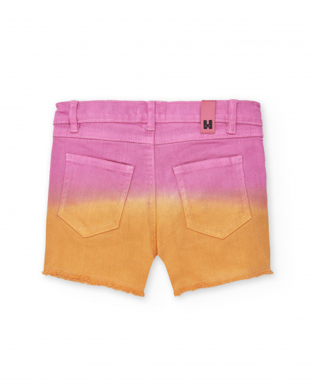 Short en jean rose orange pour fille Collection Sunday Brunch